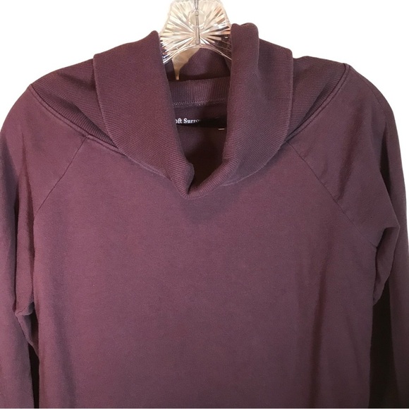 Soft Surroundings women’s tunic sweatshirt size M plum burgundy cowl neck cozy - Picture 2 of 10